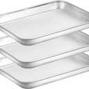 Baking Sheet Pan for Toaster Oven, Stainless Steel Baking Pans Small Metal Cookie Sheets by Umite Chef, Superior Mirror Finish Easy Clean, Dishwasher Safe, 9 x 7 x 1 inch, 3 Piece/set