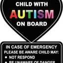 4x5.25 inch 5 PCS Child with Autism on Board Sticker Removable Adhesive Stickers