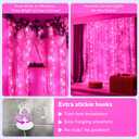 HXWEIYE 300LED Fairy Curtain Lights, 9.8x9.8Ft USB Plug-in 8 Modes Christmas String Hanging Lights with Remote for Bedroom Backdrop Wedding Indoor Wall Decor, Pink, Standard 1 Pack