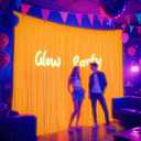 2 x 3 Pack 9.9 x 6.6 ft UV Neon Macaron Orange Tinsel Foil Fringe Curtains Glow UV Reactive Black Light Neon Party Favors Glow in The Dark Party Supplies for Birthday Halloween Backdrop Streamer