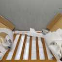 Freestanding Pet Gate Foldable Dog Gate (55 inches Wide) Walnut Bamboo Dog Gates for Stairs Doorways House (2 Support Feet Included)