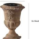 16inch Tall Vintage Garden Iron Urn Planters for Indoor and Outdoor Plants, European Retro Style Classic Metal Imitation Stone Flower Pots Rustic Front Porch Home Decor Patio Deck Balcony, Medium