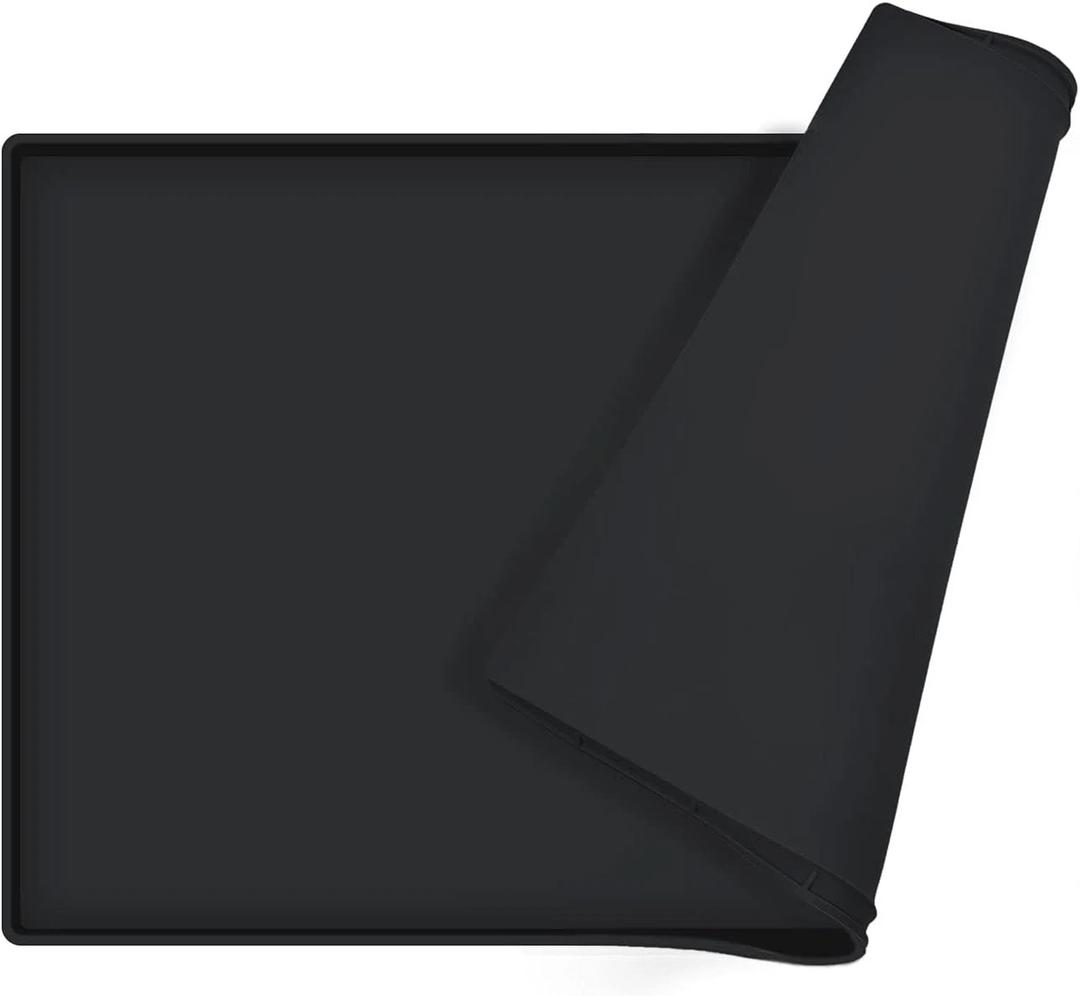 Dog Food Mat,Silicone Waterproof Food Tray,Non Slip Pet Bowl Mats Placemat,1" Raised Edge,Suitable for Most Small and Medium Sized Pets,32" x 24"