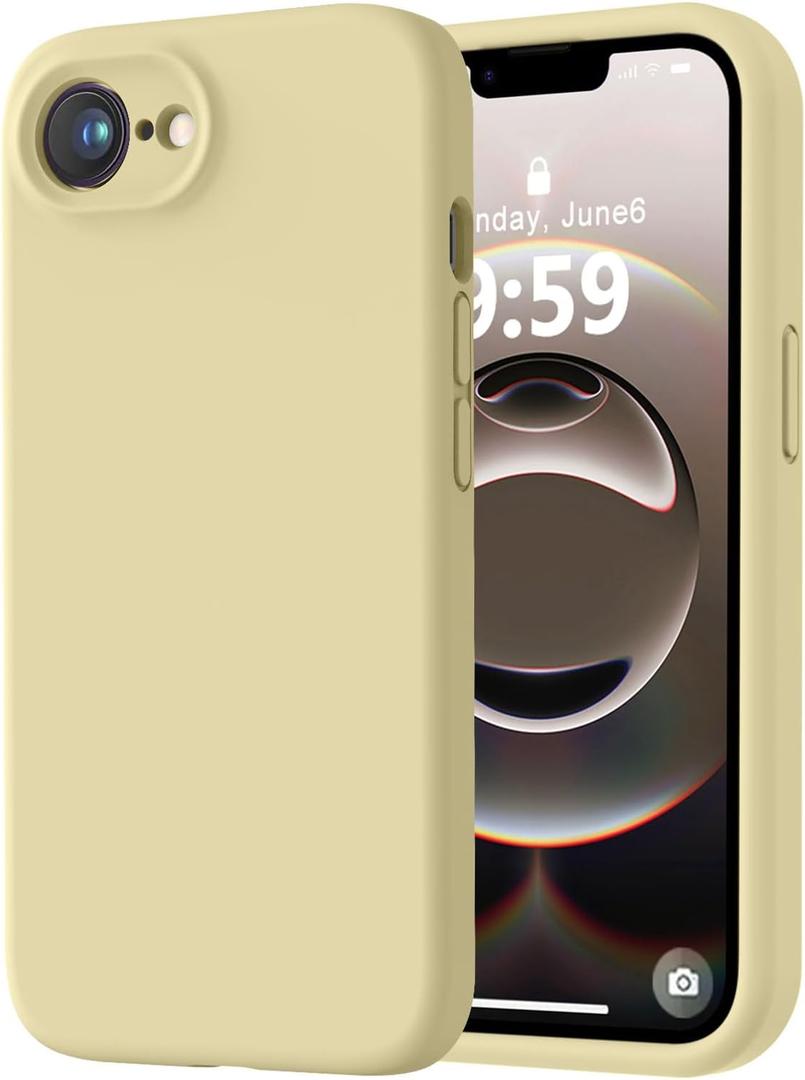 LOVE 3000 Designed for iPhone 16e/17e Case, Premium Silicone with [Soft Anti-Scratch Microfiber Lining] Shockproof Protective Phone Case for Men Women Girls 6.1", Creamy Yellow