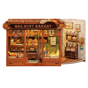 CUTEBEE Book Nook Kit - DIY Miniature House Dollhouse Kit for Adults and Teens, Booknook Tiny House Bookshelf Decor 3D Wooden Puzzle, Gifts for Family, Friends (Mrs.Hunt Bakery)
