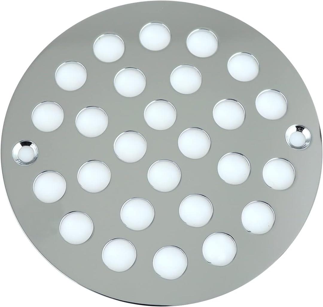4 Inch Screw-in Round Shower Drain Cover Replacement Floor Drainer with Screws (Chrome)