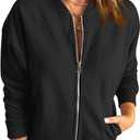 GeGekoko Womens Zip Up Sweatshirts Jackets Long Sleeve Casual Loose Outwear with Pockets (XX-Large, Black)