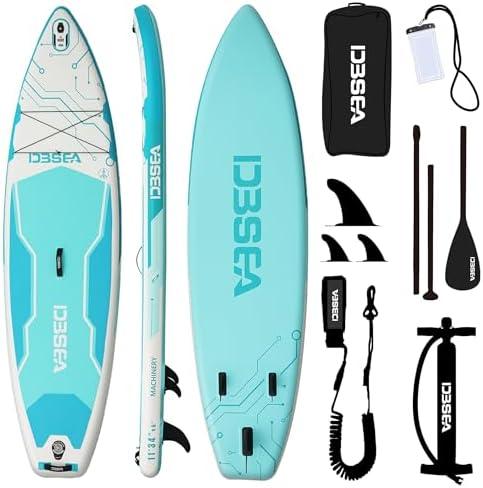 D3SEA 11 ft Extra Wide Inflatable Paddle Board with Accessories, Stand Up Paddleboard for 2 Person, All Around SUP Board for Adults, Fishing, Yoga, Size 11 x 34