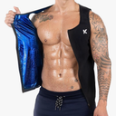 Kewlioo Men's Heat Trapping Zipper Sweat Enhancing Vest - Sauna Suit Shirt Compression Vest Shapewear Top for Gym Exercise , Size L-XL