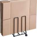 Carton Storage Rack, Portable Cardboard Recycling Organizer Stand with Caster Wheels to Store, Transport Cardboard for Home Warehouse Shipping Station, 12.2x10.2x17.1in (Black)