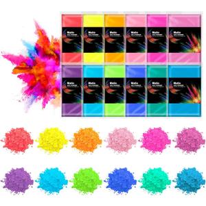 Matio Color Run Powder, 12 Pack 3.5oz/100g Each Natural Holi Powders Assorted Coloring Rangoli Bulk, Washable Chalk Powders Paint for Color War, Summer Camp, Photography Smoke, Gender Reveals