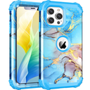 BQQFG for iPhone 12 Pro Case,Three Layer Heavy Duty Shockproof Hybrid Hard Plastic Bumper Soft Silicone Rubber Drop Protective Cover Case for iPhone 12 Pro 6.1",Blue