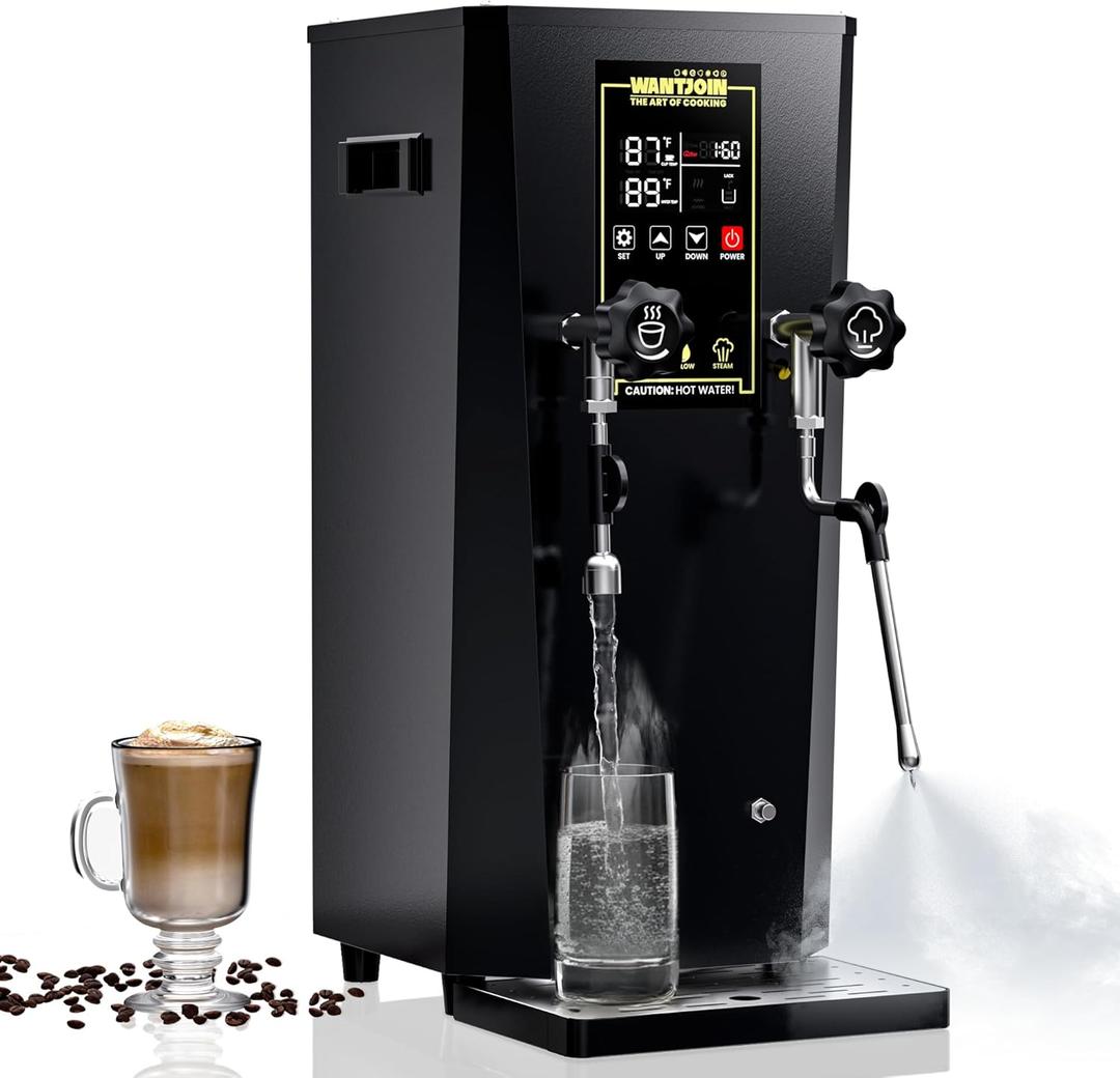 WantJoin Commercial Milk Frother & Beverage Warmer - 2200W Professional Milk Steamer Machine with LED Display Panel for Latte, Cappuccino, Coffee, Hot Chocolate and Milk Tea, Perfect for Cafes & Home