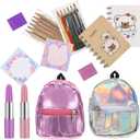 Zhanmai Mini Doll Backpack with 10 Stationery Surprises Inside, Pink, Unisex