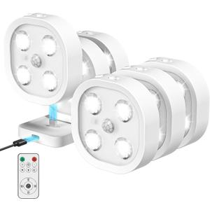 6PCS Motion Sensor Step Light, Rechargeable Puck Lights, Stair Lights Indoor with 3 Colors Temper, Magnet Stick on Light for Closet, Hallway, Stairway, Bathroom, Bedroom, Kitchen