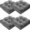 MAGIC ELEPHANT Chair Cushions for Dining Chair, Shredded Memory Foam Kitchen Chair Cushions Set of 4, Non-Slip Thick Dinning Room Chair Pads Seat Cushions, 15.5" x 15.5" x 4" (Grey)