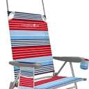 CARIBBEAN JOE Folding Beach Chair, 1 Position High Back Outdoor Camping Chair with Canopy, Lightweight and Portable (Americana Stripe)