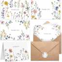 102 PACK Floral Thank You Cards With Envelopes (4"x6") - Wildflower Blank Cards With Adhesive Envelopes & Matching Stickers for Wedding, Bridal Showers, Baby Showers, Birthday, All Occasion