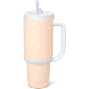 Ello Oasis 40 oz Tumbler with Handle & Retracting Straw | Reusable Insulated Stainless Steel Cup 100% Leakproof, Gifts for Teens Women Men | Keeps cold for 24 Hours, Cup Holder Friendly, Daisies