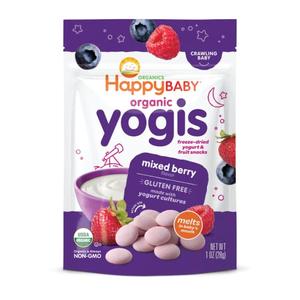 Happy Baby Organics Yogis Freeze-Dried Yogurt & Fruit Snacks, Mixed Berry, 1 Ounce (Pack of 3), Best By: 18 JUL 2026