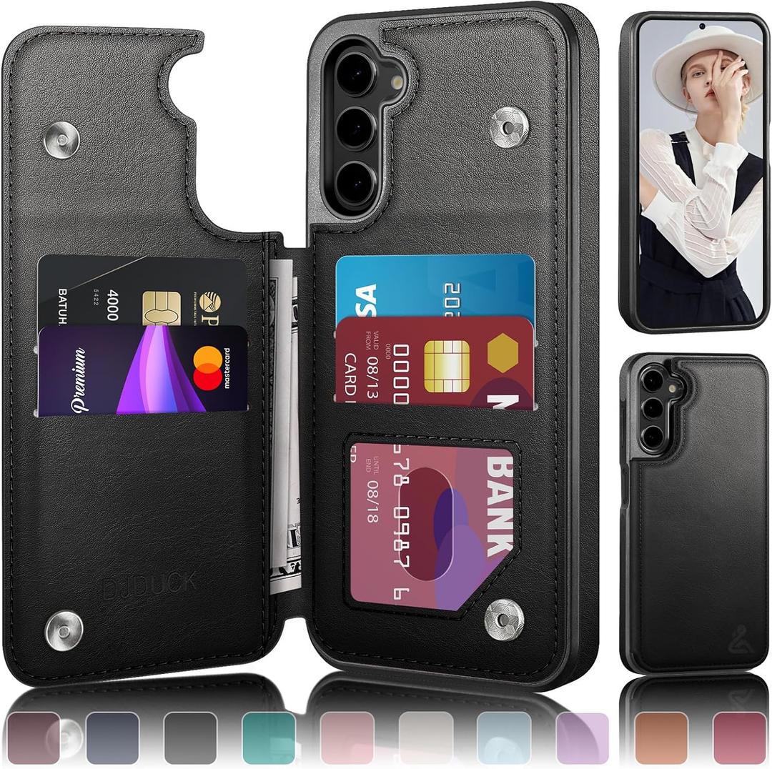 Designed for Samsung Galaxy S23 Plus Case Wallet with Card Holder, [Magnetic Clasp Cover] [RFID Blocking Leather Protection] Shockproof Women Men Cases for Samsung S23 Plus Black