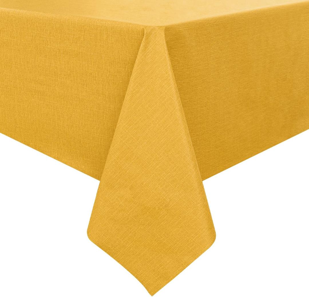 Romanstile Halloween 100% Waterproof PVC Tablecloth, Square Oil Spill Proof Stain Resistant Vinyl Table Cloth, Wipe Clean Plastic Table Covers for Kitchen/Dining/Parties - 54 x 54 Inch, Yellow
