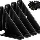 L&M Heavy Duty Gusset Joints 4 Pcs, Trapezi Corner Code, Bracket Corner Brace Bracket Fasteners, Furniture Shelf Support Joint Fasteners for Table, Chair Cabinet Bed Stabilization (Black)