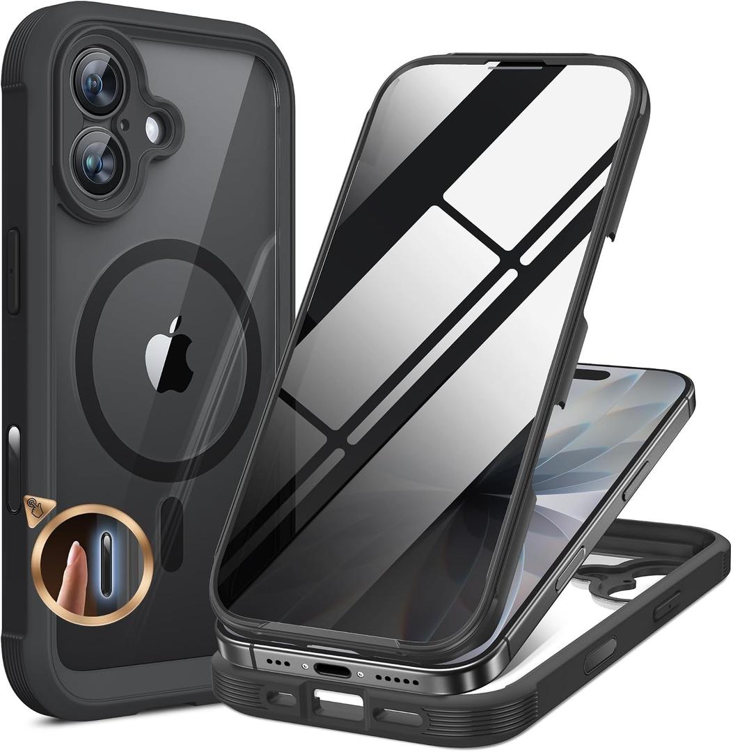 Miracase Magnetic for iPhone 17 Case with Privacy Screen Protector [Compatible with MagSafe],Full Camera Protection and Full Body Shockproof Bumper 17 Phone Cover 6.3", Black