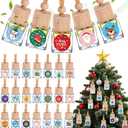 Meanplan 50 Pcs Christmas Car Diffuser Bottles Employee Appreciation Gift Bulk Hanging Air Freshener Empty Glass Perfume Oil Bottle with Xmas Stickers for Coworker Teacher Car Lover(Square, 10ml)
