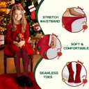 Aaronano 2 Pairs Girls Patterned Red Tights Christmas Holiday Stockings Kids Snowflake Printed Tights for Girls 4-10t (Medium)