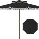 Kingdura 9ft Patio Umbrella with Fringe, Outdoor Table Umbrella with 8 Sturdy Fiberglass Ribs, Push-Button Tilt, Fade Resistant Canopy, UPF 50+, Luxurious Vintage Pool Umbrellas for Lawn, Deck, Balcony