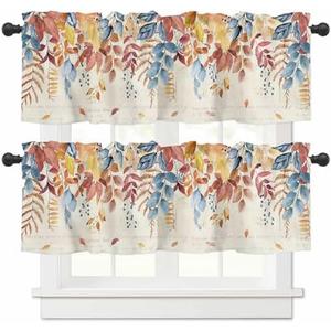 Watercolor Eucalyptus Window Valances, Green Leaves Valances for Windows Treatment Decorations, Rod Pocket Privacy Decorative Curtain Valance for Bathroom Bedroom Living Room, 54 X 18 in, 1 Panel