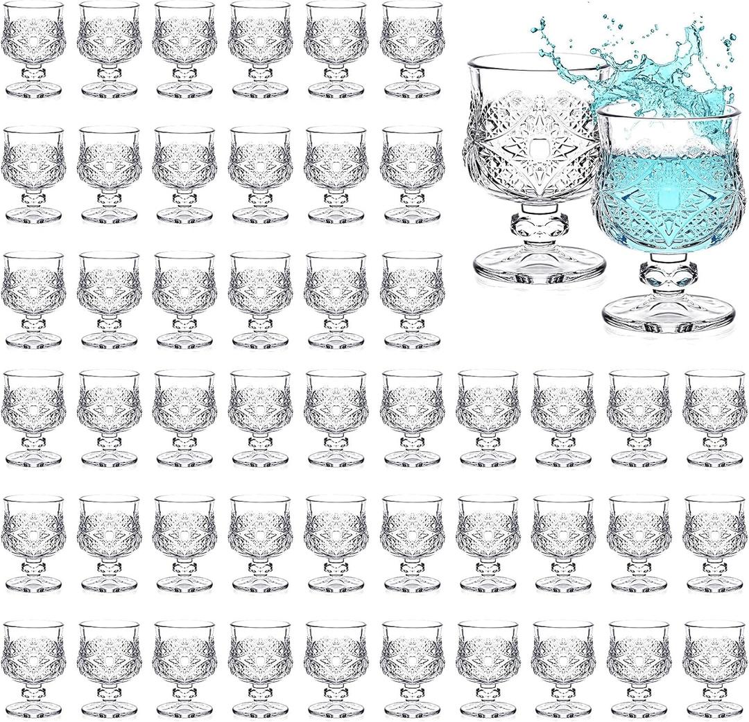 Suclain 36 Pcs Shot Glass Bulk Set 1.5 oz Mini Cute Cordial Glasses with Stem Sherry Glasses Clear Shot Glassware for Wine Liqueur Tequila Whiskey Beverage Wedding Party Bar Supplies