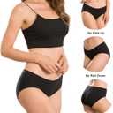 Altheanray Womens Underwear Cotton Underwear for Women Seamless Hipster Bikini Briefs Panties 6 Pack (Black, M)