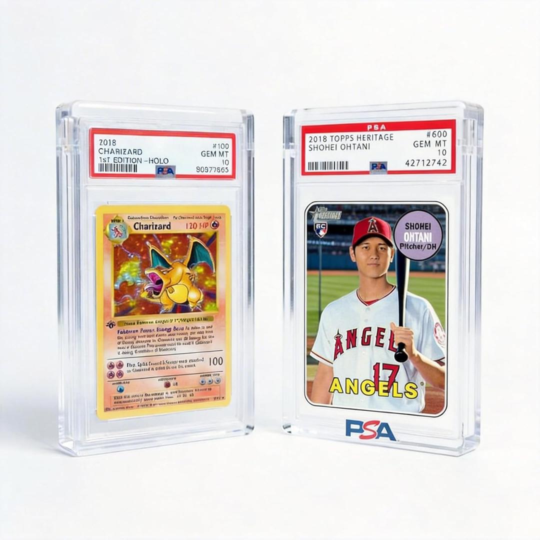 PSA Slab Display Case 1inch Thick Acrylic Graded Card Display Case with Magnetic Lid, Clear Slab Protector Compatible with PSA & CGC, Card Slab Case for Graded Cards