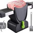 17-in-1 Fresh Meat Slicer & Cleaver Set, Stainless Steel Adjustable Thickness 2mm/4mm, Manual Meat Cutter for Slicing, Stripes & Dicing, 17 Blades for Home Cooking BBQ Hot Pot (Grey)