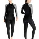 Skyone Dive Skins Swimsuit Full Body Rash Guard for Men Women, Thin Wet Suit Scuba Skin UV Protection Long Sleeve, One Piece Quick Dry Wetsuits Diving Skin for Snorkeling (Black Women, Large)