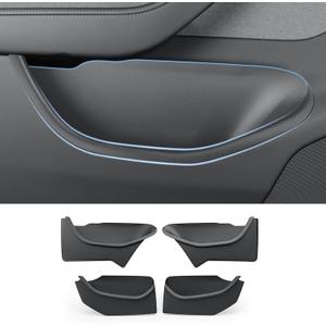 LUCKEASY 4PCS Door Side Storage Box Full Arounding for Tesla Model Y Juniper Standard/Premium/Performance 2025 2026 Front & Rear Door Pocket Inner Organizer Trays Full Cover Accessories TPE Black