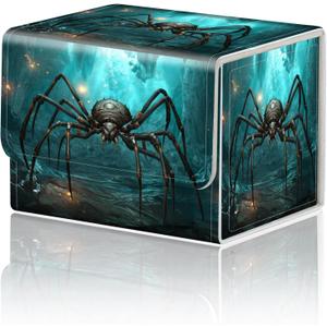 Card Game Storage Box TCG Deck Box MTG Card Box Organizer Trading Card Case Commander Deck Box TCG Card Storage Box Magnetic Closure Creative Pattern Up to 200 Cards, A Giant Spider Glowing Cave