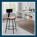 OEF Furnishings OEF6224B-10/2 Preassembled Commercial Steel Round Stool with Backrest and Masonite Wood Seat (24-inch Height, Black Frame, 2-Pack)