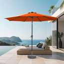HOMSHADE Outdoor Patio Umbrella - Market Table Pool Deck Umbrella with Push Button Tilt, Crank, UPF50+ UV Protection and Sturdy Ribs, 3-Year Fade Resistance, 220GSM Solution-Dyed Fabric (No base)