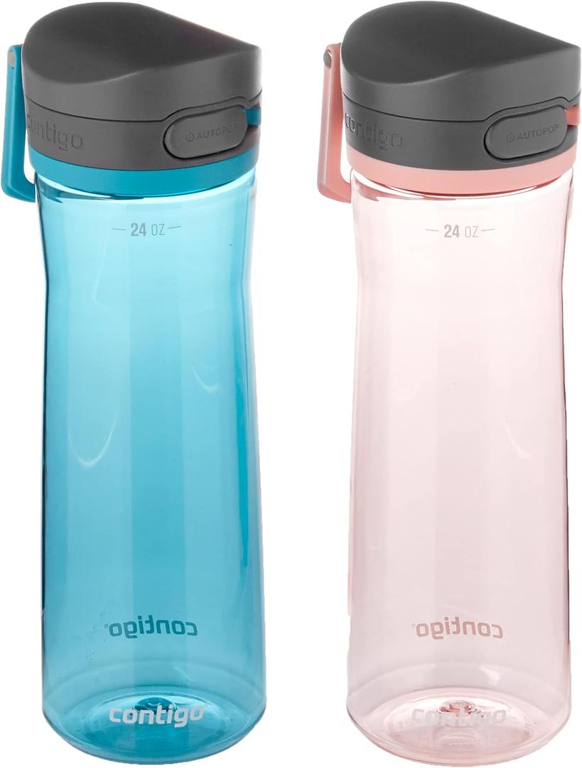Contigo Jackson 2.0 Tritan Water Bottle with AUTOPOP Lid 24 Oz. 2- Pack (Juniper & Pink Lemonade)