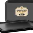 3 Pack Black Plastic Serving Tray for Party - Black Serving Tray 8 by 11 Inch - Dessert Trays for Food - Party Serving Trays for Entertaining