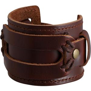 HAQUIL Men's Punk Leather Cuff  Gothic Viking Braided Wrap Bracelet with Adjustable Fit, Large, Black, Brown