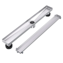 EXF Linear Shower Drain 24 Inch Tile Insert, Brushed Stainless Steel Rectangle Shower Floor Drain Cover with Hair Catcher, Adjustable Feet