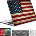Compatible with MacBook Air 13 Inch Case 2022, 2021-2018 A2337 M1 A1932 A2179 Durable Hard Plastic Shell Case &Keyboard Cover&Mac OS Keyboard Sticker (American Flag)