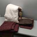 Dinjoy Boho Queen Comforter Set Burgundy,7 Piece Bed in a Bag Queen Size Warm Striped Dark Red Bedding Sets Plaid Fall Comforters Set with Sheets for Family All Season