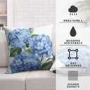 Blue Hydrangea Pillow Covers 16x16 Set of 2 Spring Summer Decorative Pillow Covers Flower Throw Pillow Case Square Cotton Linen Cushion Case for Outdoor Living Room Couch Sofa