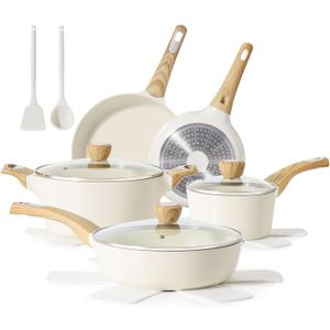 SENSARTE Ceramic Cookware Sets, Pots and Pans Set Non stick, Granite Induction Cookware, Non toxic Healthy Non Stick Kitchen Cooking Set, with Frying Pans Set, PFAS PTFE PFOA PFOS Free,14 Pcs