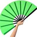 13inch Large Rave Clacking Popping Fan for Line Dancing,Hand Fans for Women Foldable,Boots on The Ground Fan,Portable for Outdoor,Wedding,Party,Decoration(Green,2Pack)